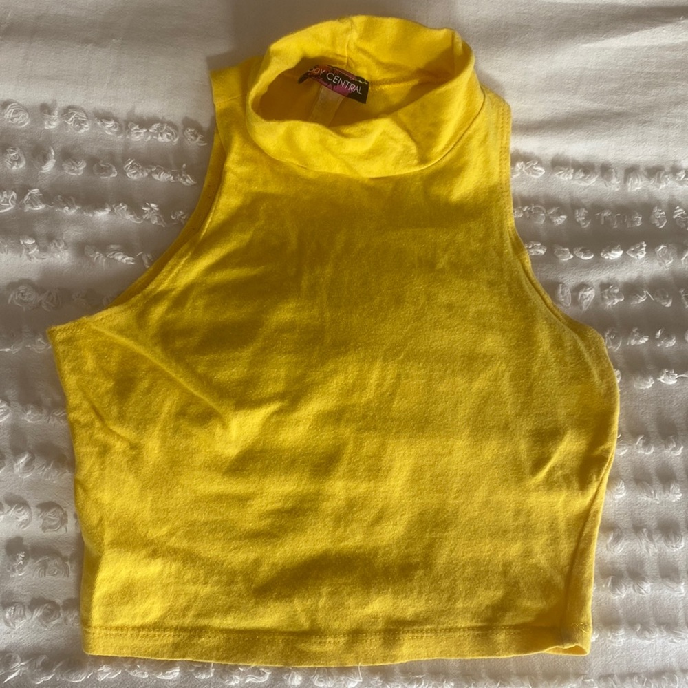 Yellow halter crop tank